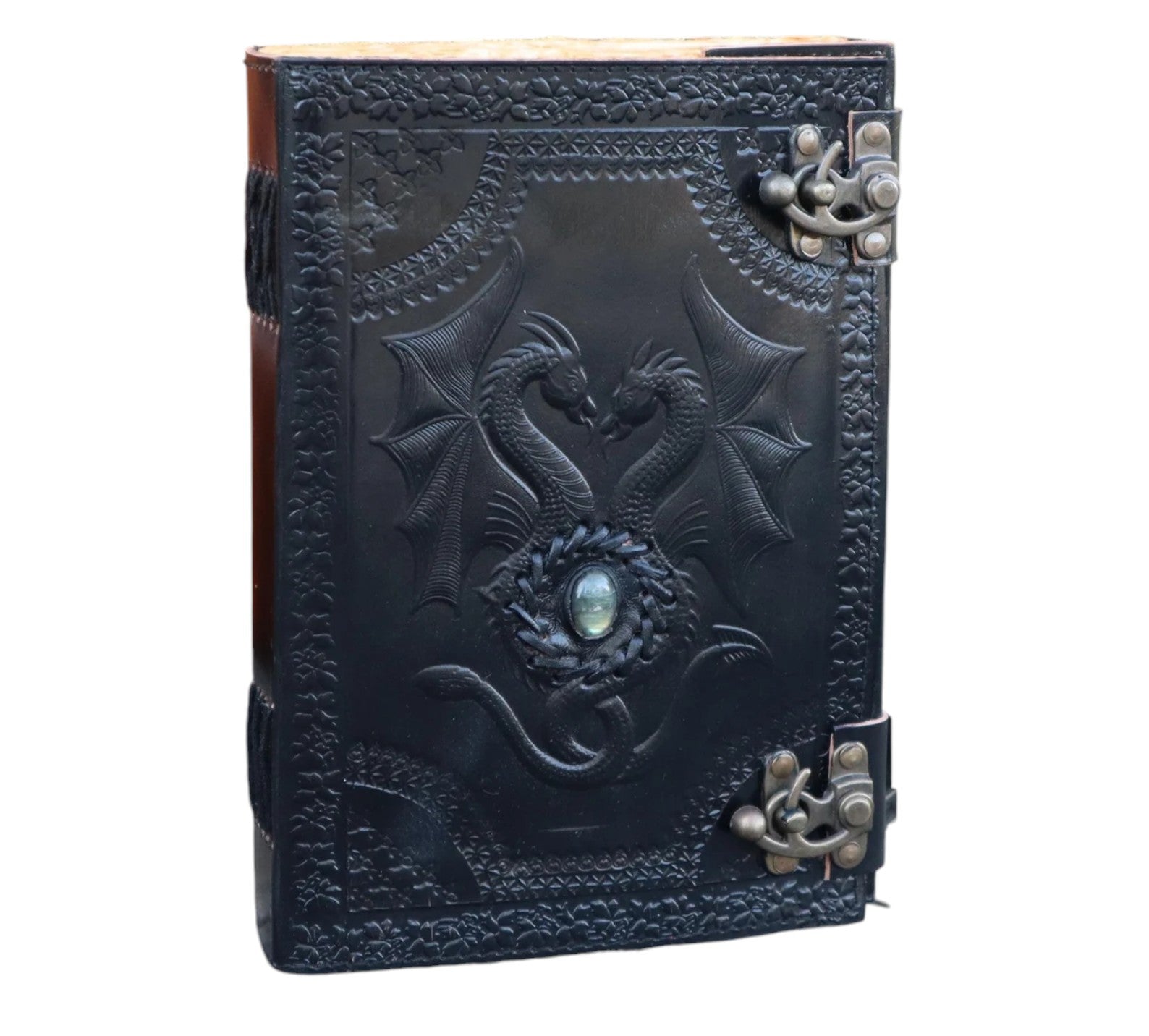 Leather Journal Notebooks Blank Spell Book of Shadows Handmade Drogon journal with Lock Clasp Gifts for Men & Women