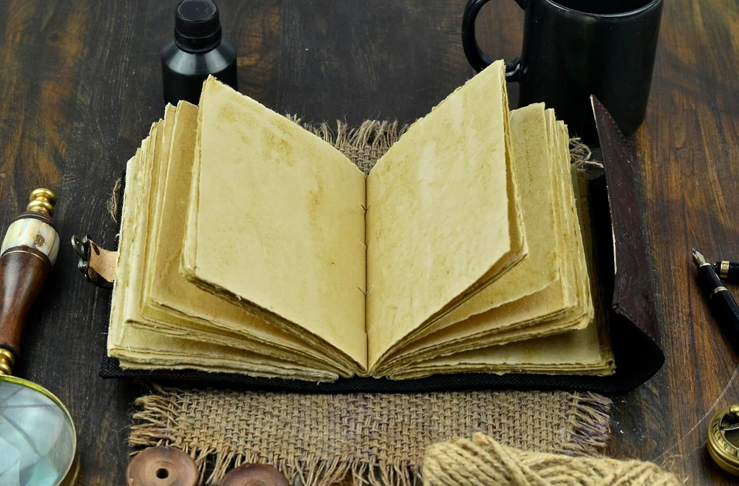 Leather Journal Notebooks Blank Spell Book of Shadows Handmade Embossed Mother of Earth Antique Witchcraft  journal with Lock Clasp Gifts for Men & Women