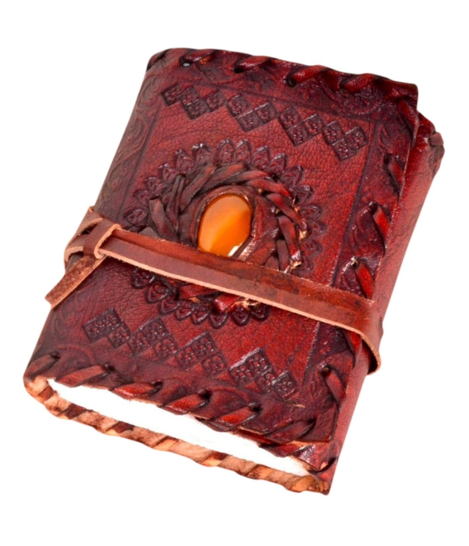 Leather Journal Notebooks Blank Spell Vintage Book Handmade Stone Bound, Embossed journal with Lock Clasp Gifts for Men & Women
