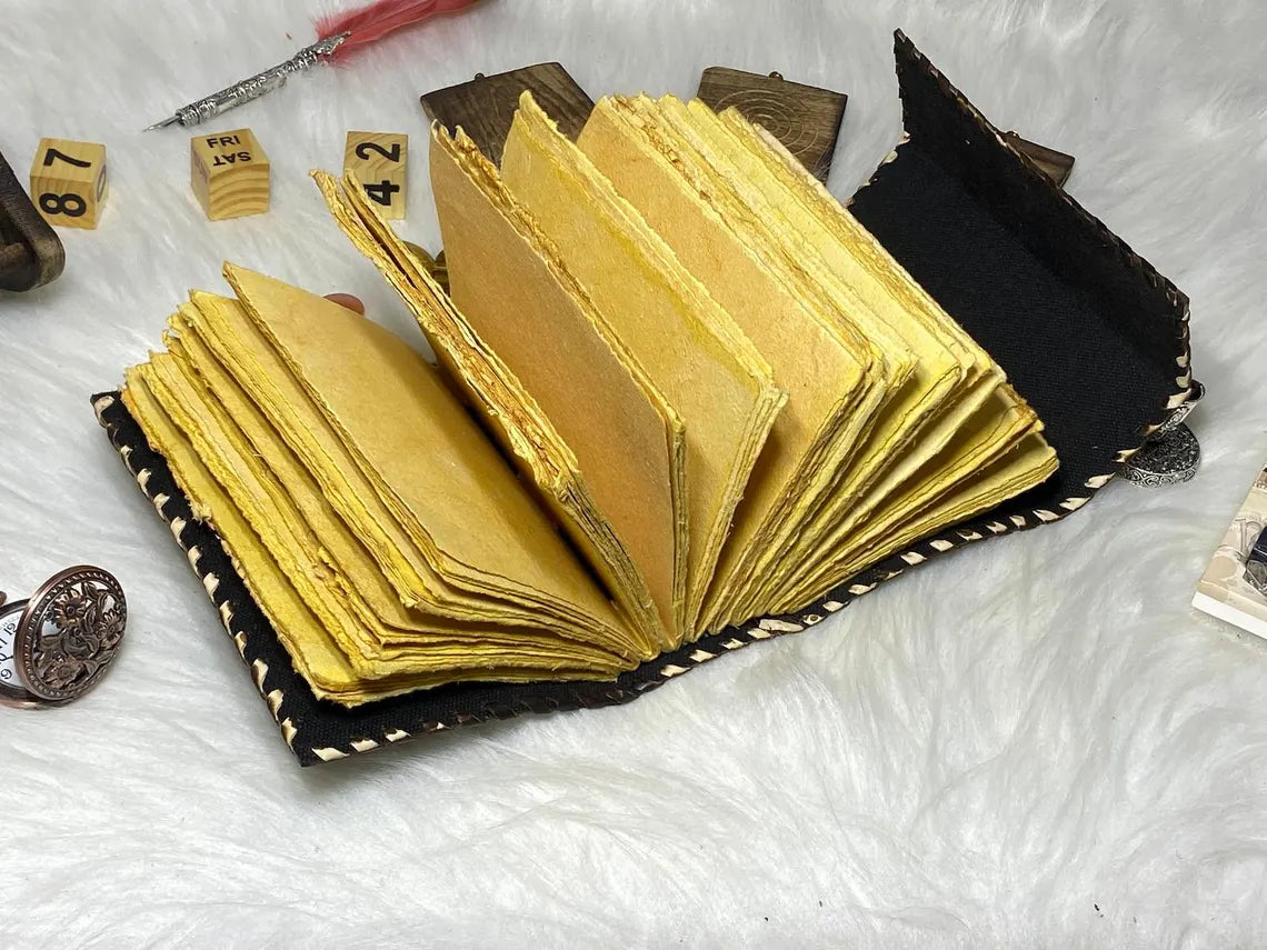 Leather Journal Notebooks Blank Spell Book of Shadows Handmade Wolf Embossed journal with Lock Clasp Gifts for Men & Women