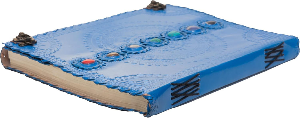 Leather Journal Notebooks Blank Poetry Sketch  Spell Book of Shadows Handmade Chakra journal with Lock Clasp Gifts for Men & Women