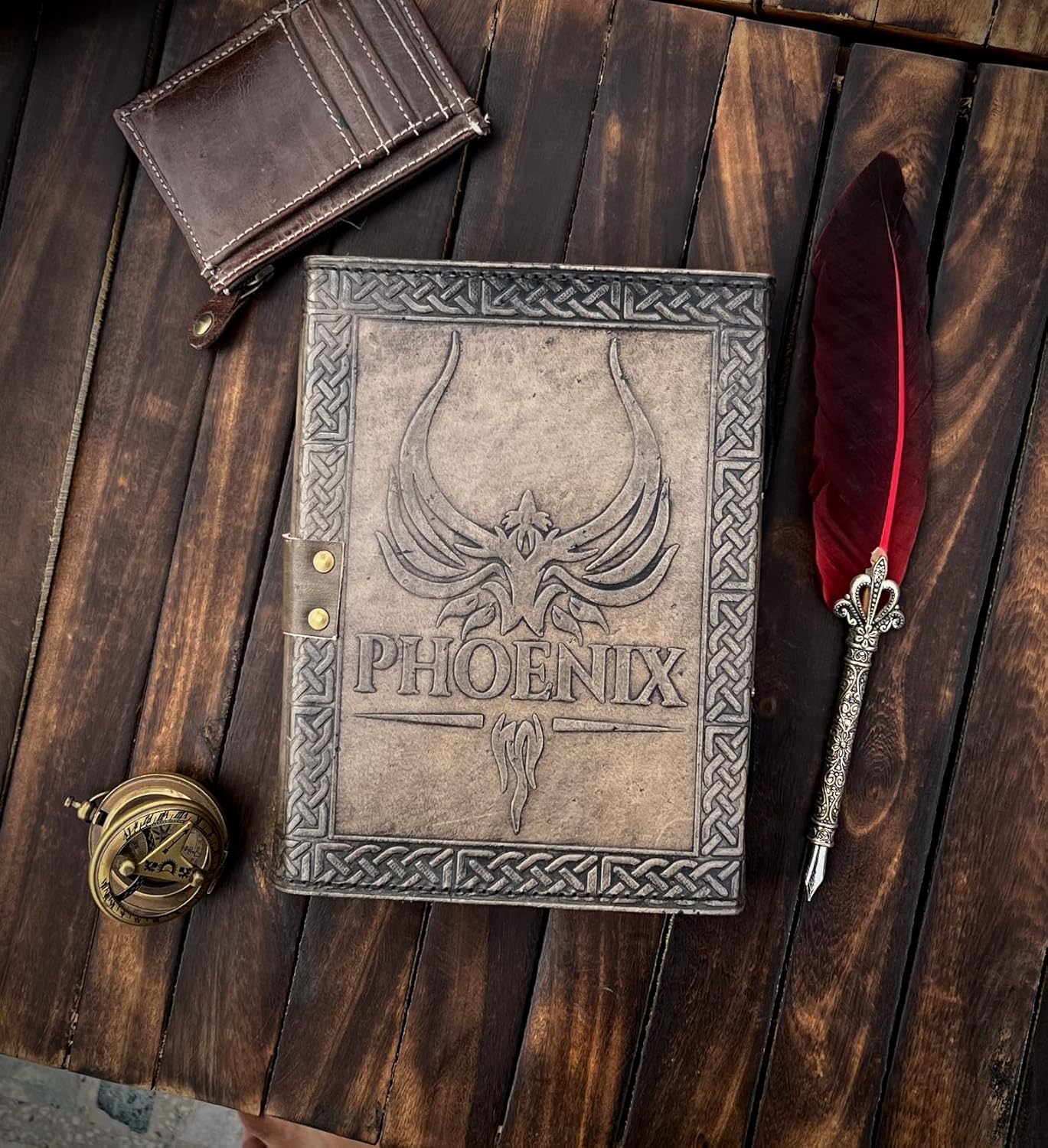 Leather Journal Notebooks Blank Spell Book of Shadows Handmade  Harry Potter Yellow Semi-Precious Stone Embedded journal with Lock Clasp Gift for Men & Women