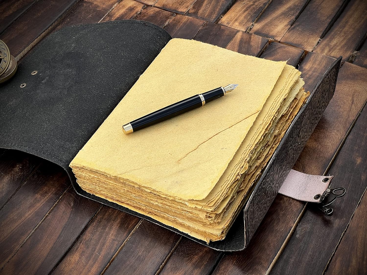 Leather Journal Notebooks Blank Spell Book of Shadows Handmade  Harry Potter Yellow Semi-Precious Stone Embedded journal with Lock Clasp Gift for Men & Women